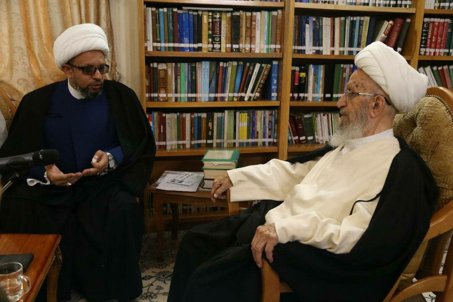 الوفد الخاص لسماحة المرجع اليعقوبي يزور سماحة المرجع مكارم الشيرازي في قم المقدسة