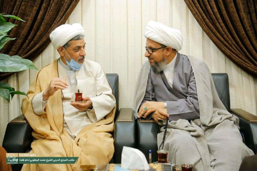 زيارة مكتب سماحة المرجع الديني الشيخ محمد اليعقوبي (دام ظله) في مشهد المقدسة الخطيب الحسيني الكبير الدكتور الشيخ ناصر رفيعي